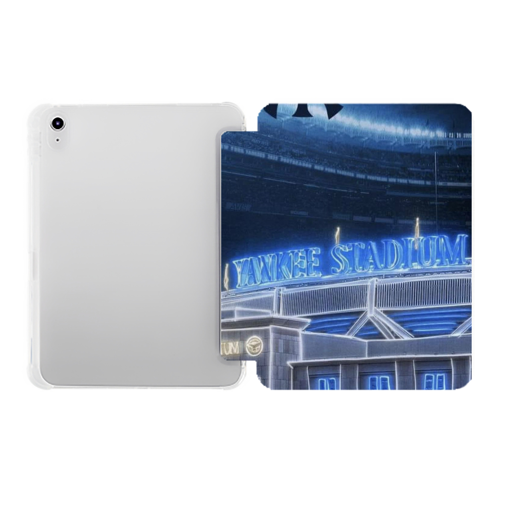 New York Yankees 328 Premium Tri-Fold PU Leather & Silicone IPad Case With Pencil Slot – Fits 9.5,10.5,10.9 – Adjustable Stand, Slim, Protective